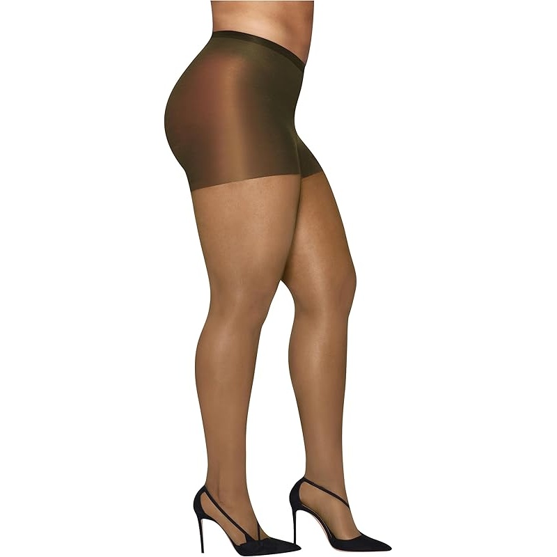 Hanes Curves Control Top Sheer Toe Silky Sheer Pantyhose with Wicking Cool Comfort