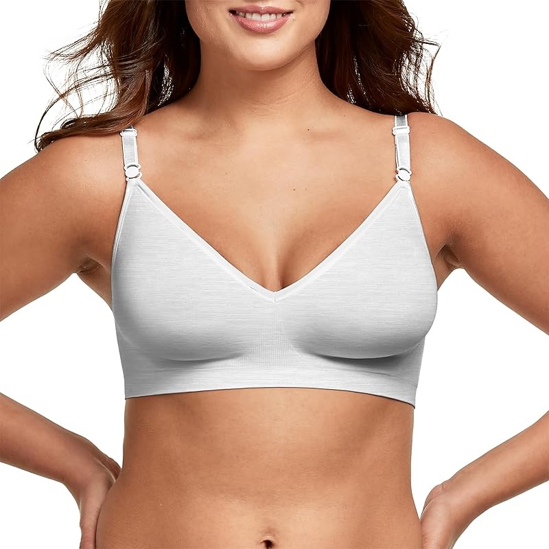 Hanes Women's Wireless T-shirt Bra, Moisture-wicking Convertible Smoothing Bra, Full-coverage